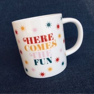 “HERE COMES THE FUN” Colorful Coffee Mug, White, Multi Colored, 15 oz